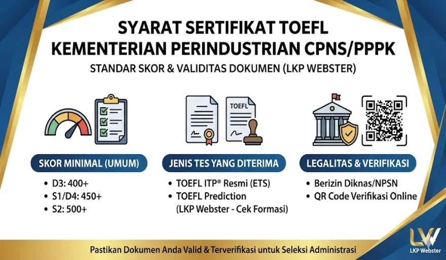 Syarat Sertifikat TOEFL Kementerian Perindustrian CPNS/PPPK