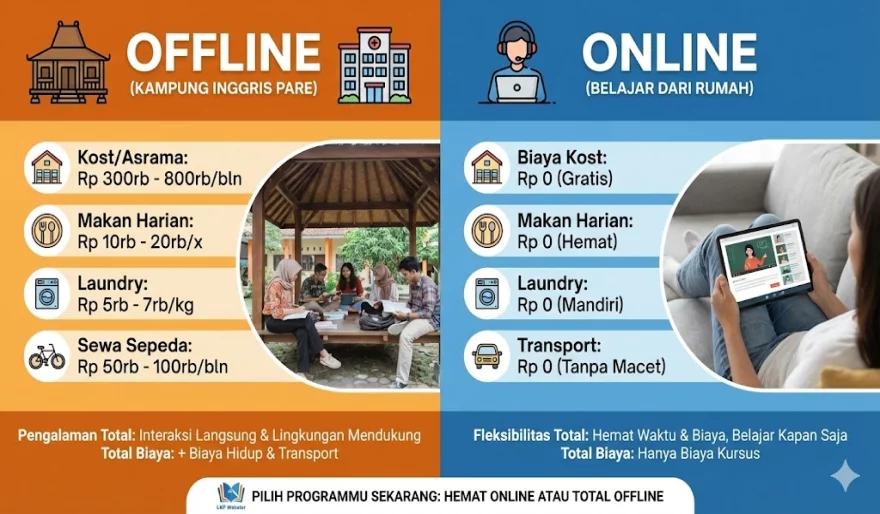Rincian Biaya Hidup di Kampung Inggris Pare & Pilihan Program Kursus (Online/Offline)